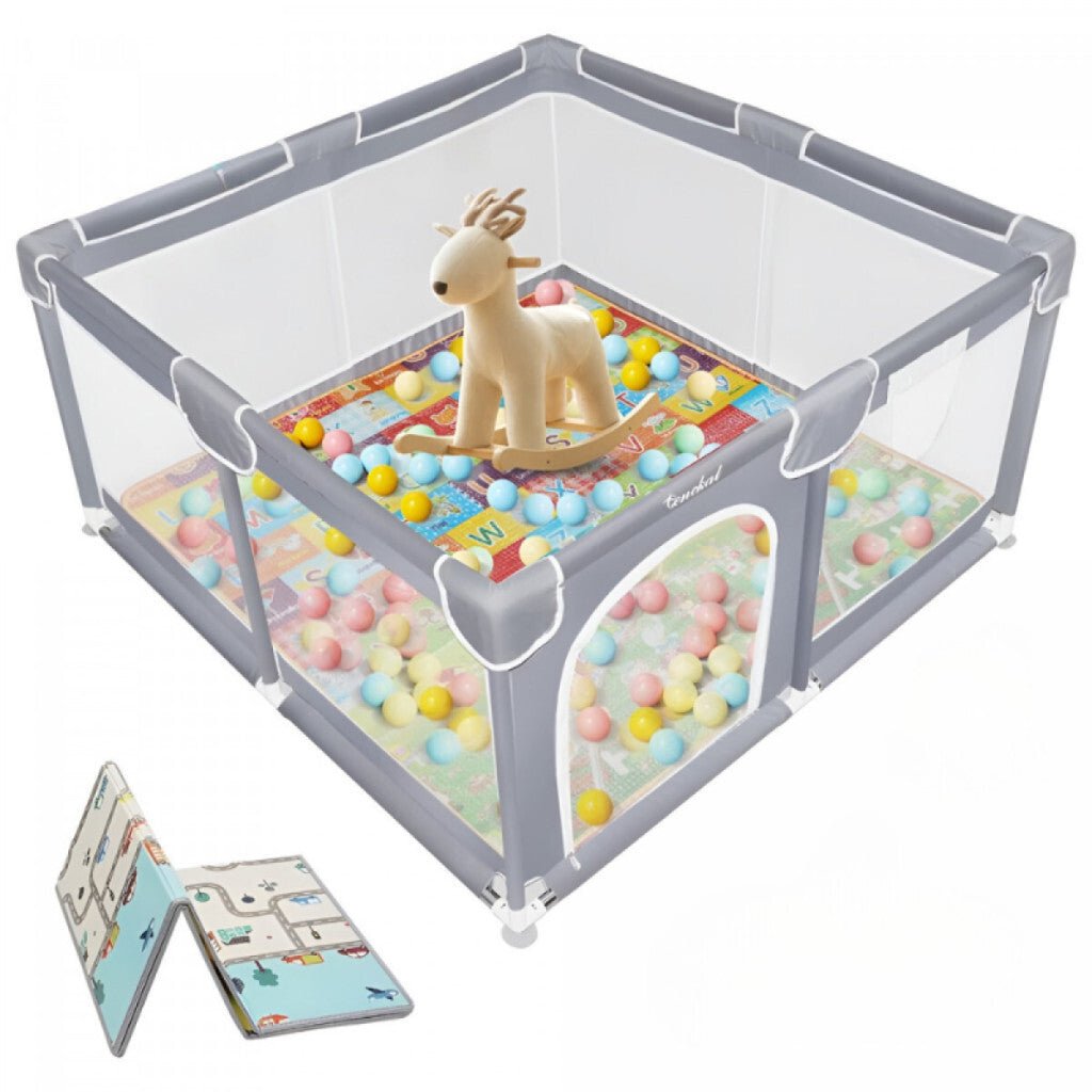 Tenckat Hordozható Babajátszókeret – Kisállatos Matraccal, 130×130×68 cm - BShopyX001QDF8KZ_0
