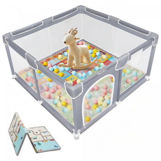 Tenckat Hordozható Babajátszókeret – Kisállatos Matraccal, 130×130×68 cm - BShopyX001QDF8KZ_0