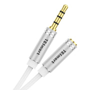 TESmart 3,5 mm TRRS Mikrofon-Kopfhörer-Verlängerungskabel – Für Telefon und PC (2,5 m, Weiß)