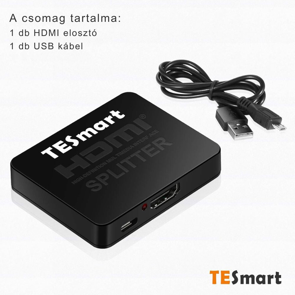 TESmart HDMI Splitter 1x2 – 4K@30Hz Ultra HD, HDMI Elosztó TV - hez, konzolhoz - BShopy