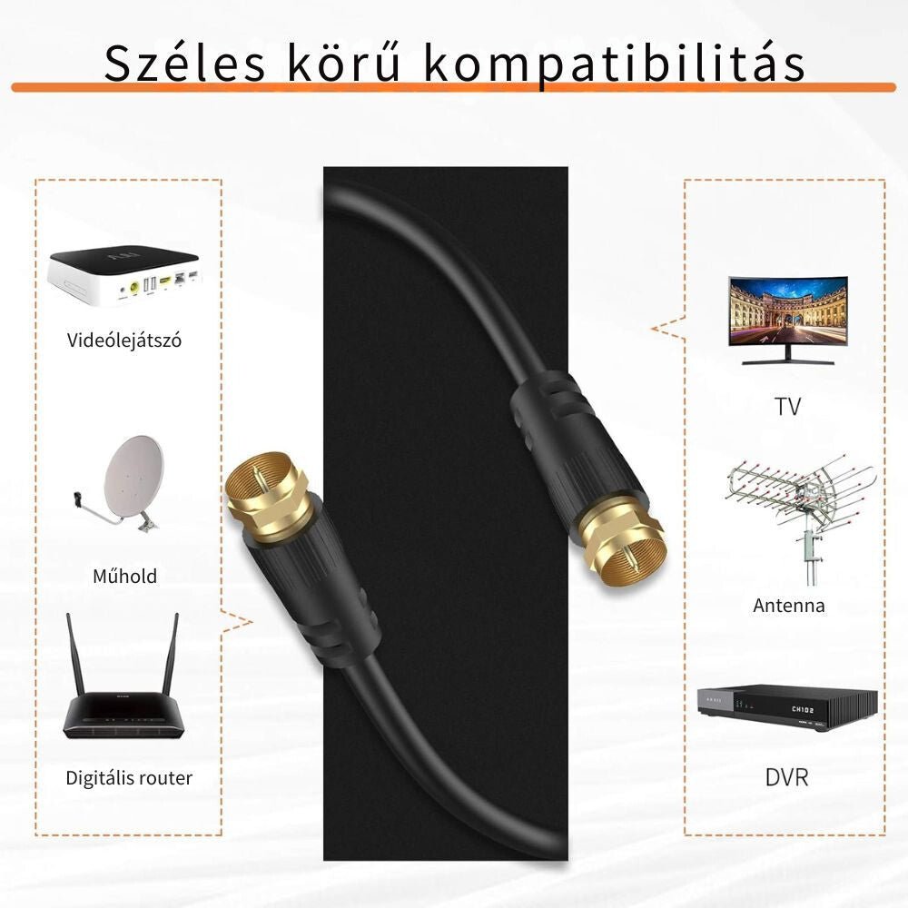 TESmart Koaxiális TV / SAT Kábel – Apa–Apa Csatlakozó, RG59, Aranyozott, 75 Ohm, 5 m - BShopy5m75 Ohmapa apa koax kábelX001A5ECFB_1