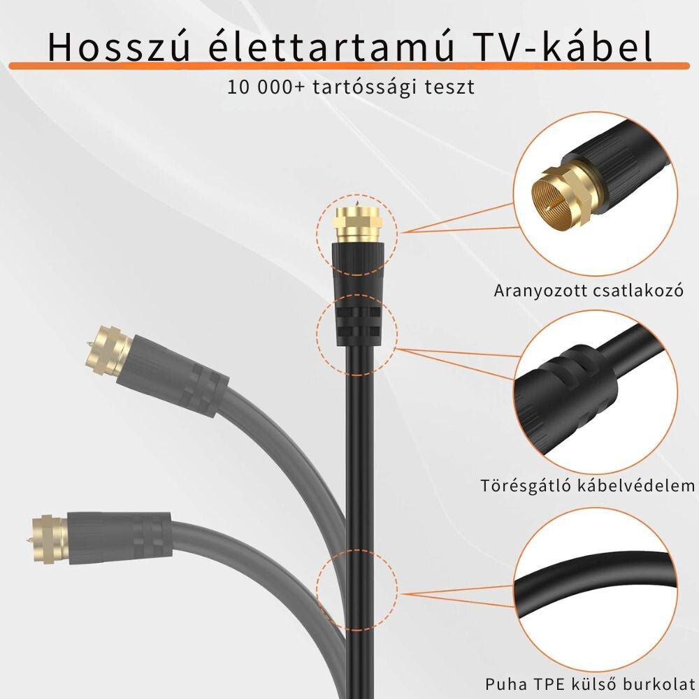 TESmart Koaxiális TV / SAT Kábel – Apa–Apa Csatlakozó, RG59, Aranyozott, 75 Ohm, 5 m - BShopy5m75 Ohmapa apa koax kábelX001A5ECFB_2