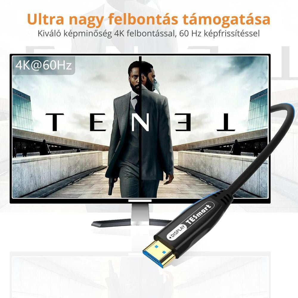TESmart Optikai HDMI Kábel 15 m – 18 Gbps, 4K@60Hz, HDR, 4:4:4, HDCP 2.2 - BShopy