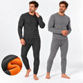 Herren Thermounterwäsche Set – Shirt und lange Unterhose mit Fleecefutter, mit Eingriff, Grau und Anthrazit