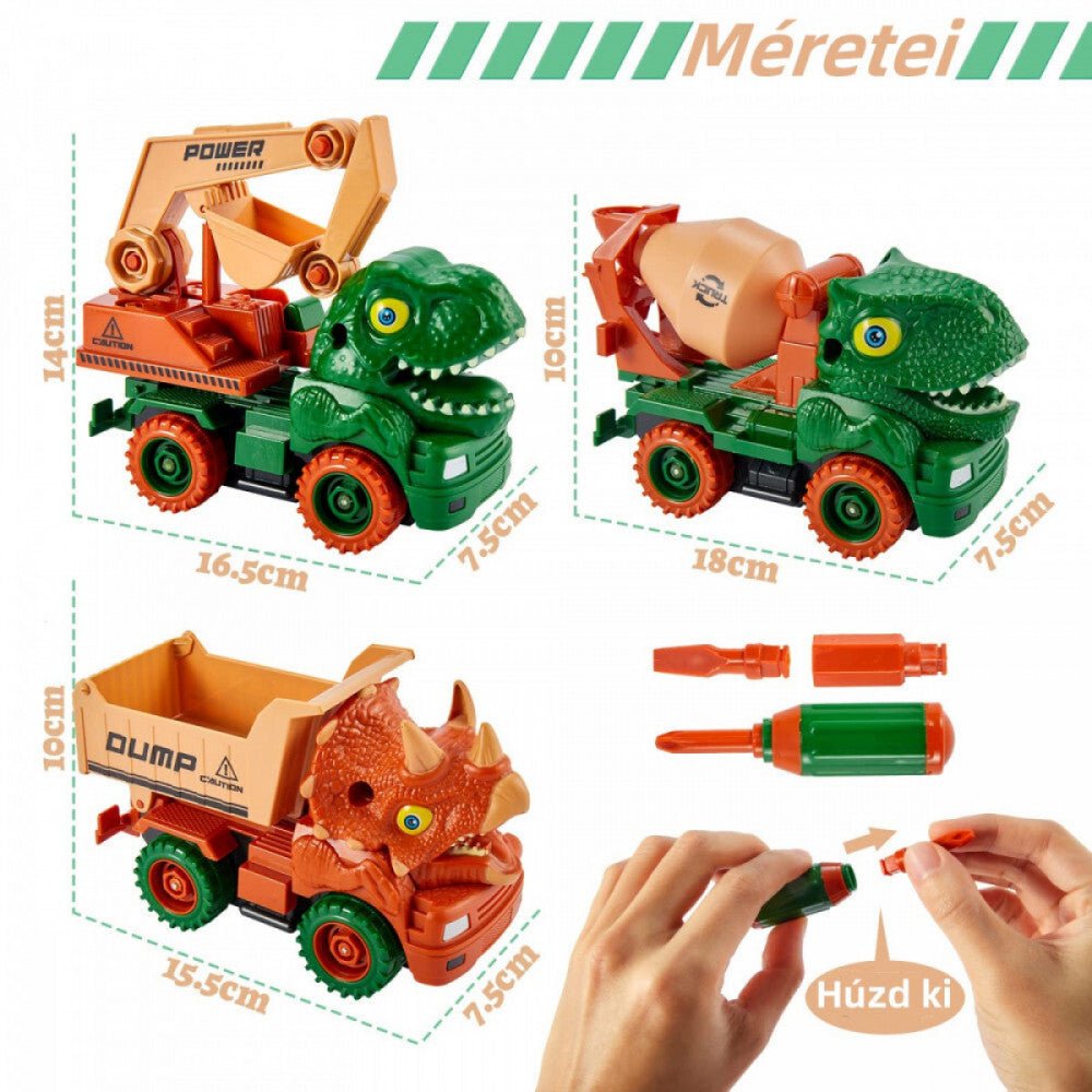 ToeyPlay Játék Dínó Munkagépek 3 db - os - BShopy