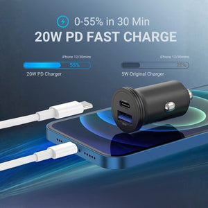 USB-C Kfz-Ladeadapter - 43W, Schnellladegerät mit 2 Anschlüssen für Handy und Tablet - BShopy