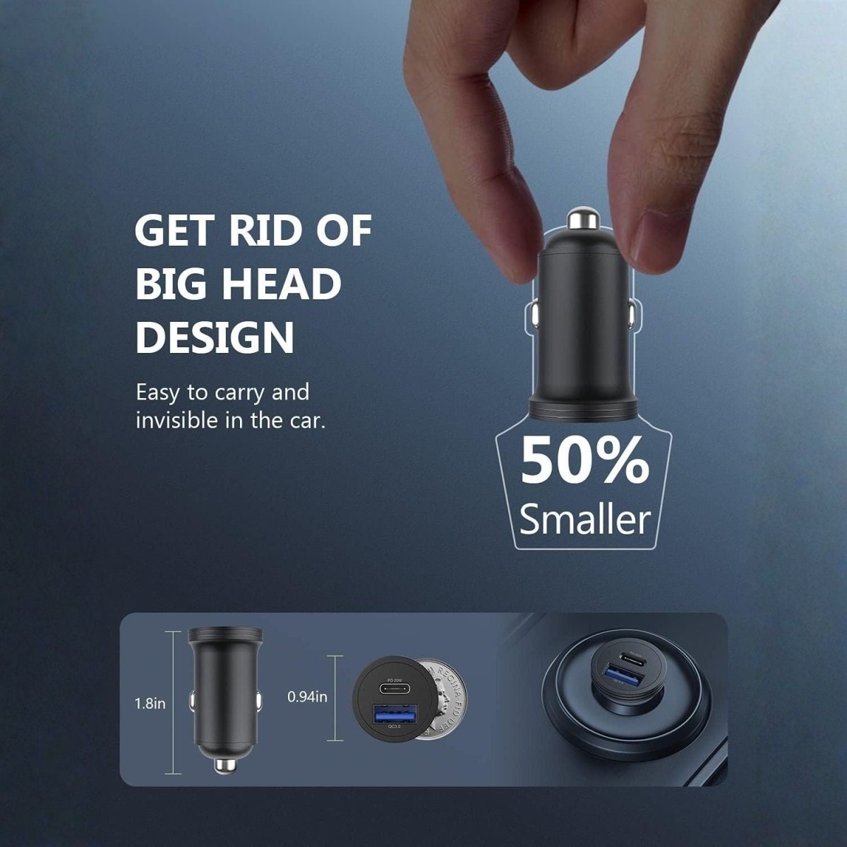 USB-C Kfz-Ladeadapter - 43W, Schnellladegerät mit 2 Anschlüssen für Handy und Tablet - BShopy