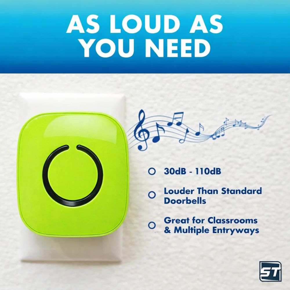 Vezeték Nélküli Ajtócsengő Szett – 1 Adó + 1 Vevő, 300 m Hatótáv, 52 Dallam, LED Jelzés, Elemes - BShopy