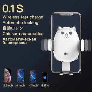 Vezeték Nélküli Telefontöltő és Telefontartó Autóba (Fehér) - BShopy