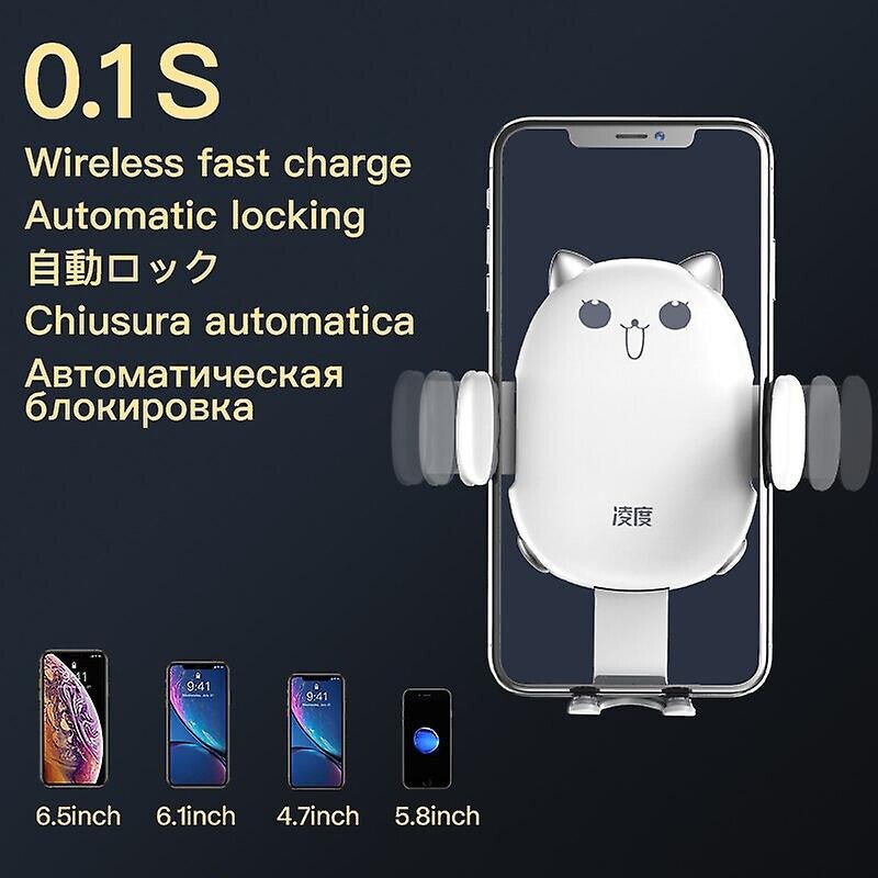 Vezeték Nélküli Telefontöltő és Telefontartó Autóba (Fehér) - BShopy