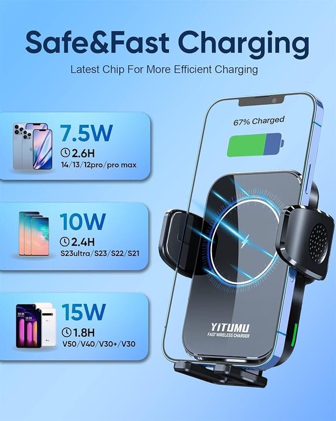 Yitumu A26 Vezeték nélküli Autós Qi Gyors Töltő – 15W - BShopy