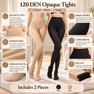 Yulaixuan 2 Stk. Damen Strumpfhose - 120 DEN Schwarz - Hautfarben - BShopy
