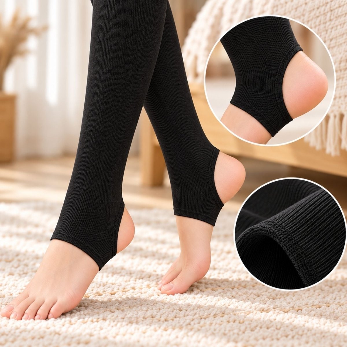 Yulaixuan modische Damen-Strumpfhose ohne Fuß aus Baumwolle – 2 Stück-BShopy