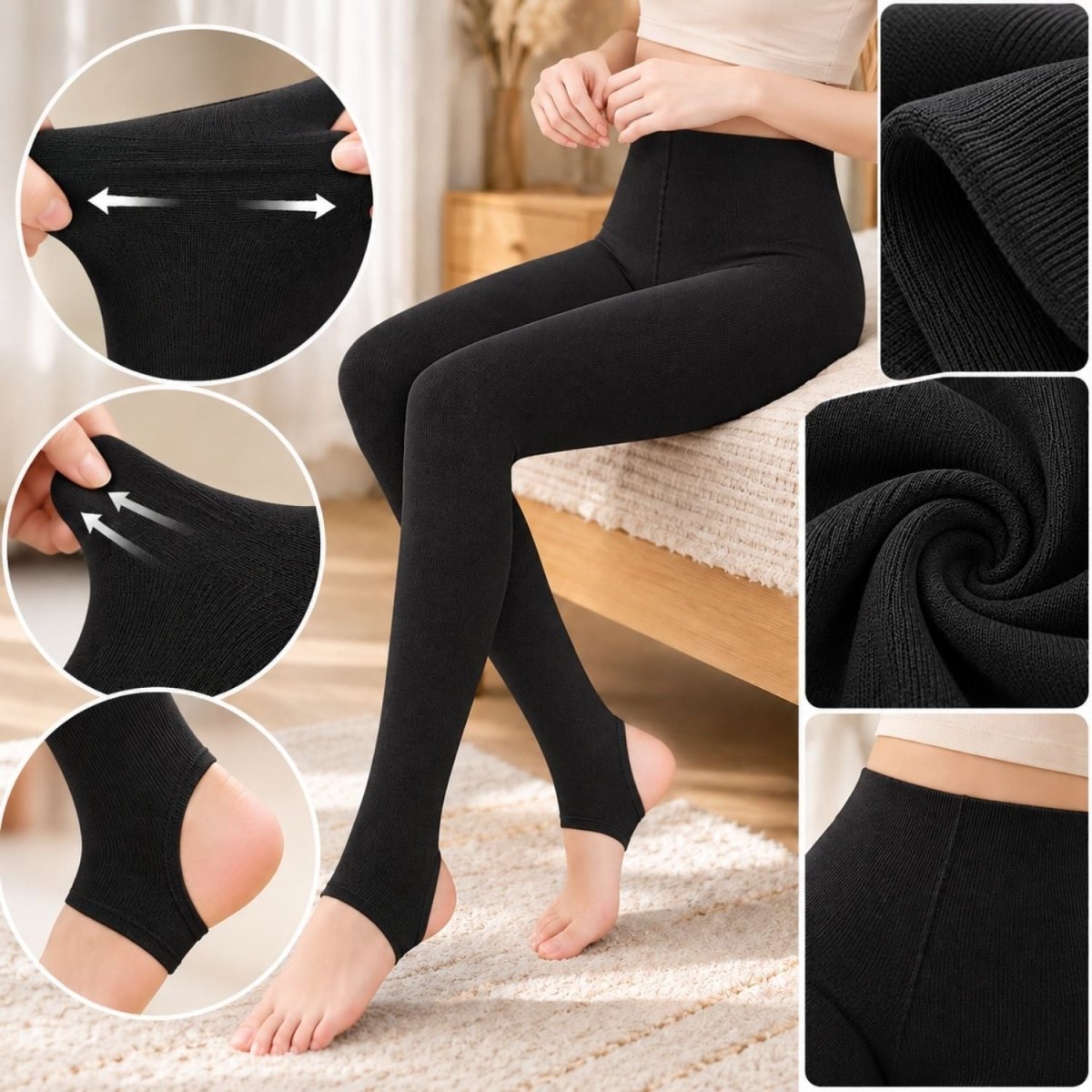 Yulaixuan modische Damen-Strumpfhose ohne Fuß aus Baumwolle – 2 Stück-BShopy