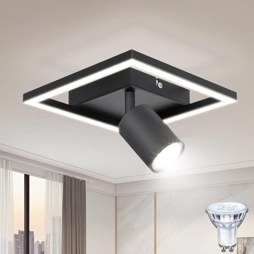 Kambo LED-Deckenleuchte 18 W, verstellbare Spotlampe mit GU10-Fassung (schwarz)