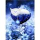 Diamond Painting Nacht mit Blumen- und Katzenmuster 35 x 25 cm