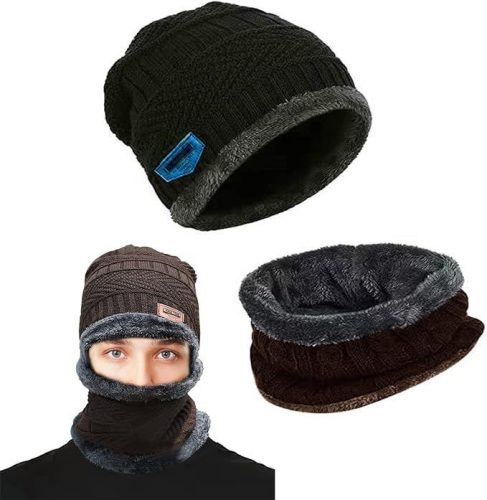 WARM HAT Wintermütze und Schal (schwarz)