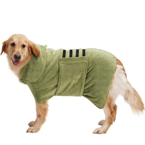 Happy Hachi Mikrofaser-Bademantel für Hunde L (Grün)