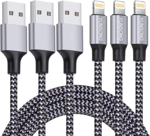 [Mit MFi-Zertifikat] iPhone 1 m Nylon-geflochtenes USB-Ladekabel mit Drehfunktion, 3Stück