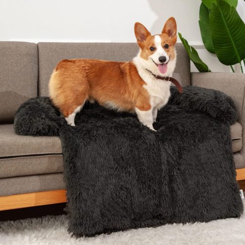 Jollywoods Sofa-Schutz-Hundebett für kleine und mittelgroße Hunde, Schwarz, M(90 x 105 x 15 cm)