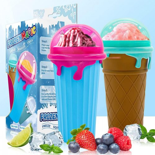 Silikon-Eisbecher 500 ml 2 Stück (Braun und Blau)