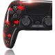 BPlay PS4-kompatibler Controller, Fernbedienungs-Joystick mit Dual-Vibration, Audio-Buchse und Ladegerät (Red Skulls)